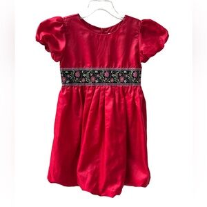 Hanna Andersson 110 Sz 5 Red Bubble Dress Nordic Ribbon Holiday
